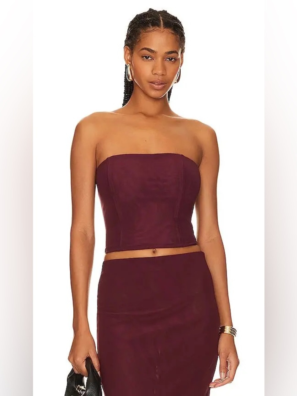 Camila Coelho Osiris Wine Off-Shoulder Drawstring Crop Top